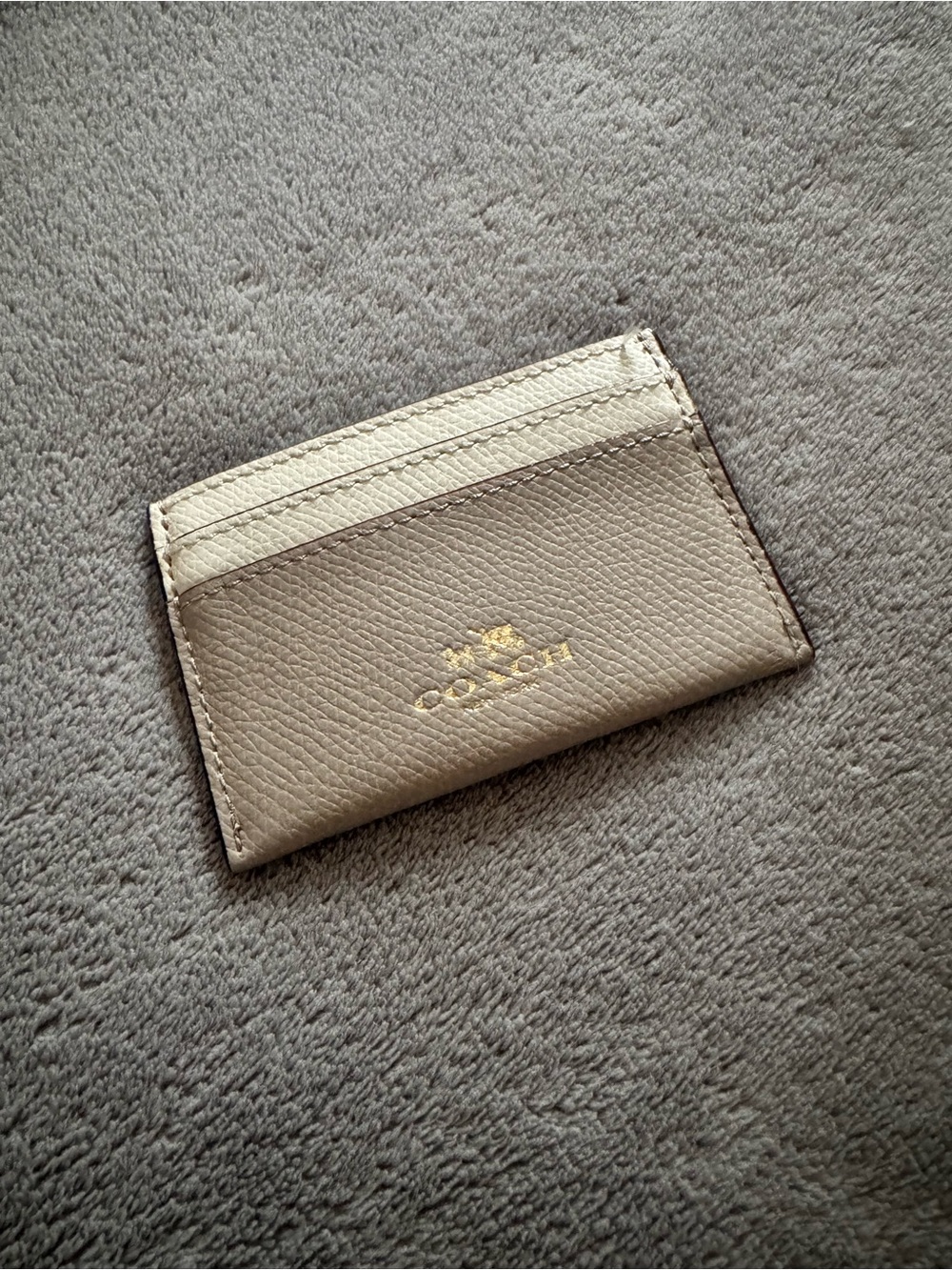 Coach Pebbled Leather Colorblock Chalk Multi / Taupe Card Case style #2979 NWOT